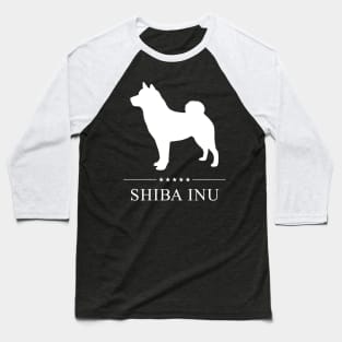 Shiba Inu Dog White Silhouette Baseball T-Shirt
